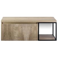 Frozen 3D Badmeubelset 120 cm - Greeplijst in Kleur - Zwart Frame - Wastafelbovenblad Grain Oak