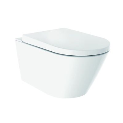 Wandcloset Wiesbaden Stereo | 53 cm | Rimless | Met bidet | Incl.Softclose zitting | Keramiek | Wit