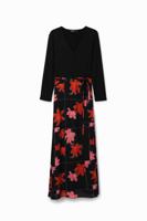 Midi-wikkeljurk bloemen - BLACK - L