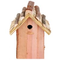 Houten vogelhuisje met rieten dakje 18x27 cm   -