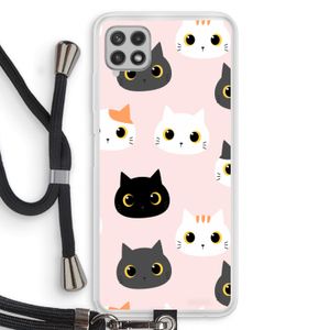 Katten: Samsung Galaxy A22 4G Transparant Hoesje met koord