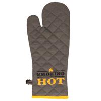 BBQ handschoenen - hittebestendig tot 250 graden - donker grijs/geel - katoen - ovenwanten   - - thumbnail