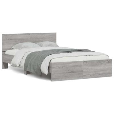 Bedframe met hoofdeinde en LED grijs sonoma eiken 120x200 cm