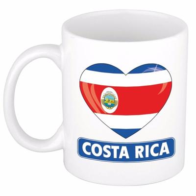 Hartjes vlag Costa Rica koffiemok - drink beker - white - 300 ml - supporters