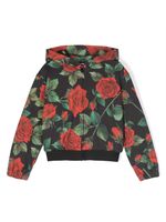 Dolce & Gabbana Kids rose-print hooded jacket - Noir - thumbnail