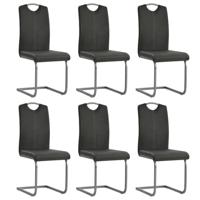 Eetkamerstoelen 6 st kunstleer grijs Eetkamerstoelen 6 st kunstleer grijs