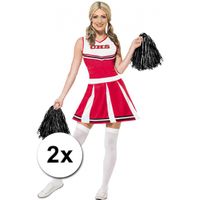 2x Stuks cheerball/pompom zwart met ringgreep 28 cm    -