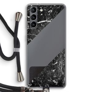 Zwart marmer: Samsung Galaxy S21 Transparant Hoesje met koord