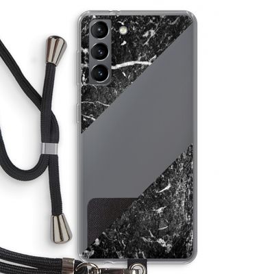 Zwart marmer: Samsung Galaxy S21 Transparant Hoesje met koord
