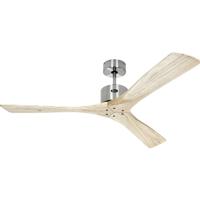 CasaFan MACAU 132 BN-NT Flügel natur mit Fernbedienung Plafondventilator 39 W (Ø x h) 132 cm x 350 mm Chroom (geborsteld) Met afstandsbediening, Met wintermodus