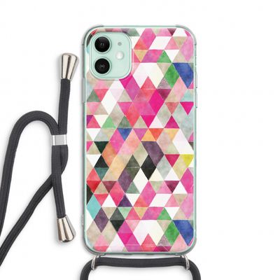 Gekleurde driehoekjes: iPhone 11 Transparant Hoesje met koord