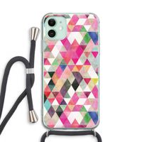 Gekleurde driehoekjes: iPhone 11 Transparant Hoesje met koord