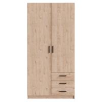 Leen Bakker - Kledingkast Sprint 2-deurs - Eikenkleur - 200x98,5x50 Cm - Spaanplaat - Bruin - 98.5x200x50 Cm