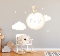 Konijn op de maan muursticker kinderkamer