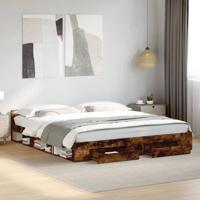 Bedframe met lades bewerkt hout gerookt eikenkleurig 200x200 cm