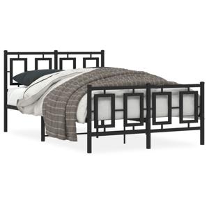 Bedframe met hoofd- en voeteneinde metaal zwart 120x200 cm