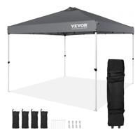 VEVOR paviljoen 304,8x304,8x320cm tuintent 250D PU zilver gecoate stof opvouwbaar paviljoen incl. opbergtas partytent 6-8 personen pop-up tent opvouwbare tent tuinpaviljoen voor kampeertrip