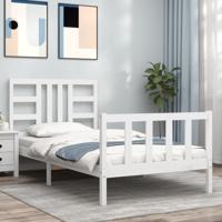 Bedframe zonder matras massief grenenhout wit 140x200 cm