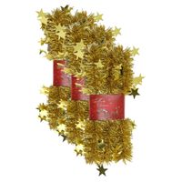 3x stuks lametta kerstslingers met sterretjes goud 200 x 6,5 cm - thumbnail