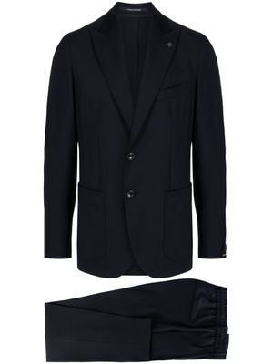Tagliatore A-Derrick logo-appliqué single-breasted suit - Blauw