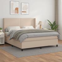 Boxspring met matras kunstleer cappuccinokleurig 160x200 cm