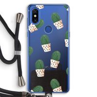 Cactusprint roze: Xiaomi Mi Mix 3 Transparant Hoesje met koord