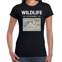 Sneeuwvos t-shirt met dieren foto wildlife of the world zwart voor dames