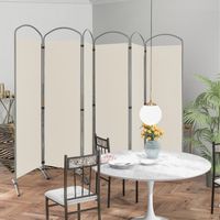 331 x 188 cm Kamerverdeler Opvouwbaar en Afneembaar Scheidingswand 6-Delig Inkijkbescherming voor Kantoor Beige/Bruin/Zwart/Grijs
