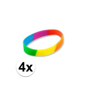 4x Siliconen armbanden regenboog