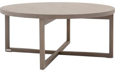 Goossens Salontafel Circulo rond, hout eiken donker bruin, urban industrieel, 90 x 38 x 90 cm