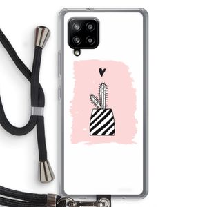 Zwart-wit cactus: Samsung Galaxy A42 5G Transparant Hoesje met koord