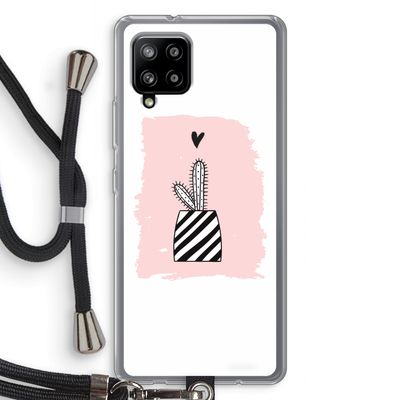 Zwart-wit cactus: Samsung Galaxy A42 5G Transparant Hoesje met koord