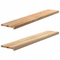 VidaXL Vensterbanken 2 st onbehandeld 140x25x2 cm massief eikenhout