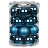 40x stuks glazen kerstballen diep blauw 6 cm glans en mat - thumbnail