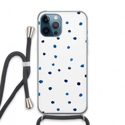 Blauwe stippen: iPhone 13 Pro Max Transparant Hoesje met koord