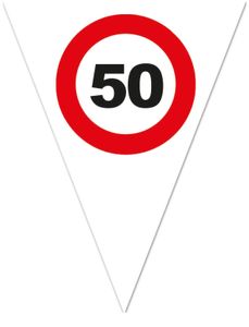 Vlaggenlijn Verkeersbord 50 Jaar Wit - 5 Meter