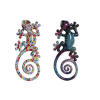 Wanddecoratie Home ESPRIT Multicolour Mozaïek Hagedis Mediterrane 8 x 4 x 20 cm (2 Stuks)