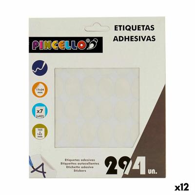 Klevende etiketten Wit 17 x 24 mm Ovalen (12 Stuks)