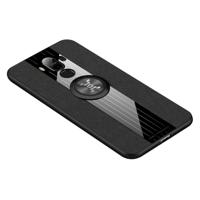 Voor Huawei mate 9 XINLI stiksels doek Textue schokbestendig TPU beschermhoes met ring houder (zwart)
