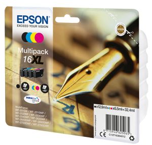 Epson Inktcartridge T1636, 16XL Origineel Combipack Zwart, Cyaan, Magenta, Geel C13T16364012