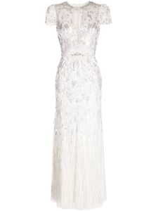 Jenny Packham robe longue à sequins - Blanc