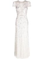 Jenny Packham robe longue à sequins - Blanc