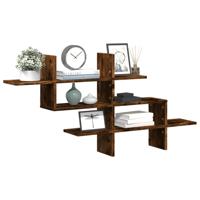 Wandschap 124,5x18x60,5 cm bewerkt hout gerookt eikenkleurig