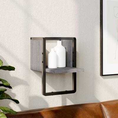 Wandschap met stang 20x25x30 cm grijs sonoma eikenkleurig