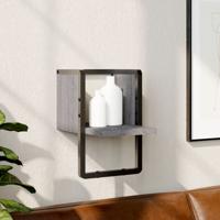 Wandschap met stang 20x25x30 cm grijs sonoma eikenkleurig