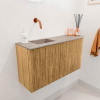 Toiletmeubel Mondiaz Joya Dlux | 81.6 cm | Meubelkleur Oak | Faye wastafel Saba Wasbak Links | Zonder kraangat(en)