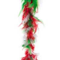 Carnaval verkleed veren boa - Groen/rood/wit - 200 cm - dames - 50 grams