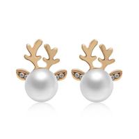 Micro-set parel gewei oorbellen Hertenhoofd oorbellen elk oor studs (goud)