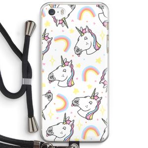 Rainbow Unicorn: iPhone 5 / 5S / SE Transparant Hoesje met koord