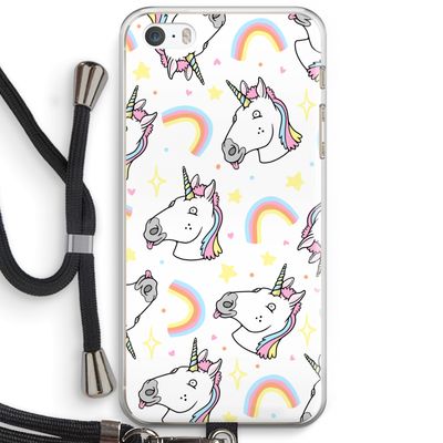 Rainbow Unicorn: iPhone 5 / 5S / SE Transparant Hoesje met koord